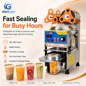 Machine de scellage automatique de gobelets 90/95mm 300-500 tasses/h, scelleuse de thé Boba avec compteur numérique et capteur électronique pour les commerces de boissons - Product Image 2
