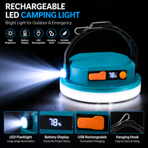 Lampe de camping solaire avec batterie rechargeable 18650 intégrée, fonction de banque d'alimentation, sortie USB pour charger le téléphone, lampe de tente magnétique d'urgence - Product Image 2