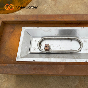 Cheminée au propane rectangulaire en acier Corten durable, à poser au sol, pour la décoration de jardin, table de foyer extérieur - Product Image 6