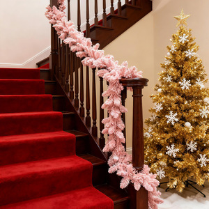 Guirlande de Noël en cèdre artificielle rose, décoration suspendue <span class=keywords><strong>pour</strong></span> escalier, cheminée, <span class=keywords><strong>porte</strong></span>, vente chaude - Product Image 6