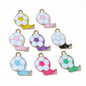 10 piezas 23x20mm Dijes colgantes de botas de fútbol esmaltadas deportivas de aleación metálica, accesorios para fabricación de joyas DIY - Product Image 1