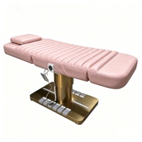 Table de massage électrique de luxe moderne blanc et or à 4 moteurs pour salon de beauté, lit de soin du visage, chaise de spa et lit pour extensions de cils