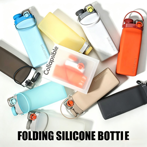 New and unique double-<b>cover</b> water-proof foldable high-<b>temperature</b> resistant food-grade silicone sports kettle water cup - Product Image 2