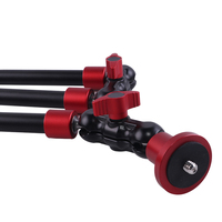 KALIOU Z054 Support à trois nœuds en alliage d'aluminium, bras magique universel multifonction avec vis 1/4 et rotule, noir+rouge