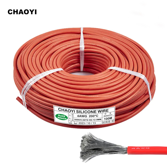 High Temperature Heat Resistant Tinned Copper Rubber Cable RC Battery Silicone Wire Flexible 4AWG Silicone Electric Wire Cable