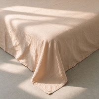 Ensemble de draps ajustés en coton et lin mélangé 100TC, non toxique, écologique, lavable en machine, pour la maison et l'hôtel