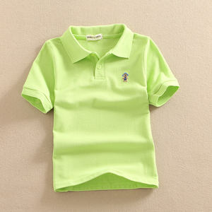 Polo en tissu Dobby 100% coton à col rond pour garçons et enfants avec broderie d'ours, couleur personnalisée et design respirant - Product Image 2