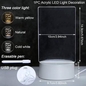 High Transparent Acrylic Diy Note Board Holiday <b>Light</b> Creative Led <b>Night</b> <b>Light</b> Usb Message Board <b>Light</b> With Pen - Product Image 4