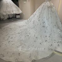 Robes de mariée Jancember DW0117, luxueuses, en sequins de cristal, ivoire, épaules dénudées