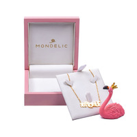 Boîte de rangement rigide en bois de luxe carrée/rectangulaire à couvercle rabattable pour bijoux, personnalisable, rose, pour collier, avec intérieur floqué