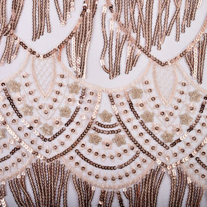 قماش دانتيل مطرز بتصميم أنيق ولامع وقابل للتنفس لفساتين الزفاف، متوفر بالجملة من المصنع - Product Image 5