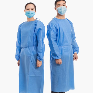 Robe d'isolement jetable unisexe en tissu non tissé SMS <span class=keywords><strong>multicouche</strong></span>, vêtements de protection pour hôpital - Product Image 1