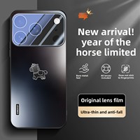 Coque de téléphone en acrylique mat pour iPhone 17 Pro Max avec motif graphique cheval, protection anti-chute et protection de l'appareil photo