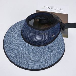 Chapeau de soleil de plage pliable à large bord et dessus ouvert, protection UV, en paille, pour femme, visière d'été - Product Image 5