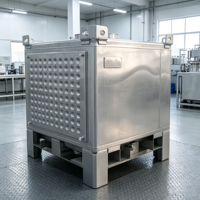 Conteneur en acier inoxydable réutilisable en forme de cube, chauffable, conforme aux normes européennes, 1000 L, pour azote liquide, produits chimiques dangereux, esters