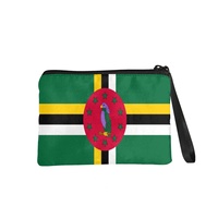 Dompet Koin Mini Kanvas Cetak Warna Campuran Bendera Dominika, Dompet Portabel Ritsleting Modis untuk Koin & Barang-Barang Kecil