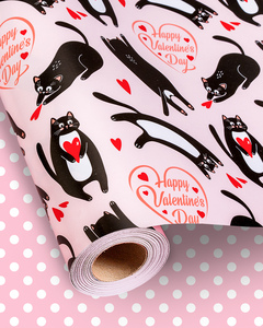 Original romantic pink cute black cat lithographic <b>paper</b> <b>packaging</b> <b>paper</b> for Valentine's Day - Product Image 1