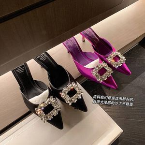 Mules de Tacón Bajo con Punta en Pico, de Cuero Vacuno, 6CM, Elegantes y Sensuales para Mujer - Product Image 2