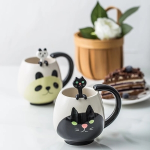 Peint à la main Tasse À Café Belle Panda/Grenouille/<span class=keywords><strong>Chat</strong></span>/Cochon Tasse En Céramique Tasse À Thé Comprennent Cuillère À Café - Product Image 2
