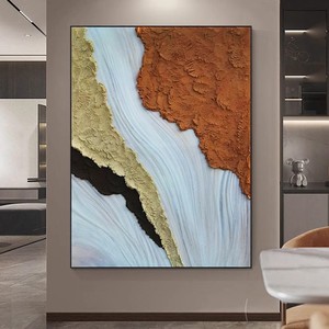 Hand Painted Oil Canvas Abstract Wall Art <b>Large</b> Size 3D Texture Modern Living Room Entryway Decor Dark Gray <b>Frame</b> Rectangle - Product Image 3