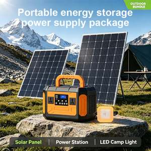 Kit de station d'alimentation portable robuste 500W avec batterie solaire LiFePO4 100W et lampe carrée pour le camping - Product Image 3