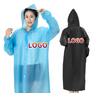 Lluvia desechable EVA ligera con logotipo personalizable para poncho impermeable para un solo adulto puño elástico conveniente reutilizable - Product Image 1