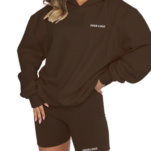 Tute a tracolla Casual con Logo personalizzato a manica lunga ampia a maniche lunghe e <span class=keywords><strong>canguro</strong></span> Set da donna pantaloni della <span class=keywords><strong>tuta</strong></span> <span class=keywords><strong>tuta</strong></span> da donna <span class=keywords><strong>tuta</strong></span> sportiva da donna - Product Image 3