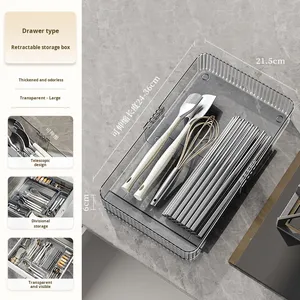Plastic Extendable Partition <b>Storage</b> <b>Box</b> Modern Design for Desktop Compartment Kitchen Tableware Sundries Adjustable Drawer - Product Image 6
