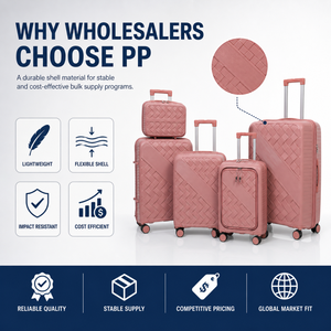 <span class=keywords><strong>Valise</strong></span> de voyage rigide en PP rose, certifiée BSCI, avec roulettes pivotantes, texture ondulée, poignée de transport, ODM - Product Image 2