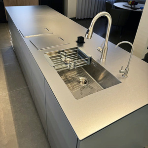 Fregadero <span class=keywords><strong>de</strong></span> Cocina <span class=keywords><strong>de</strong></span> Acero Inoxidable 304, Resistente a los Arañazos, Encimera Sólida, Mesa <span class=keywords><strong>de</strong></span> Trabajo Integrada, Acabado Mate con Grano Aleatorio - Product Image 1
