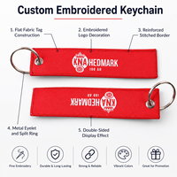 Llavero de Tela Bordado con Logotipo Personalizado OEM, Etiqueta para Llaves de Doble Cara con Anillo Metálico para Clubes, Eventos y Marcas