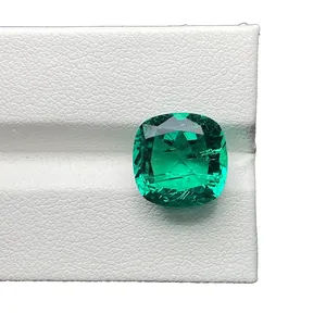 Certified GRC Lab Grown Cushion Cut Hydrothermal Columbia Emerald Green Inclusion Emerald Stone