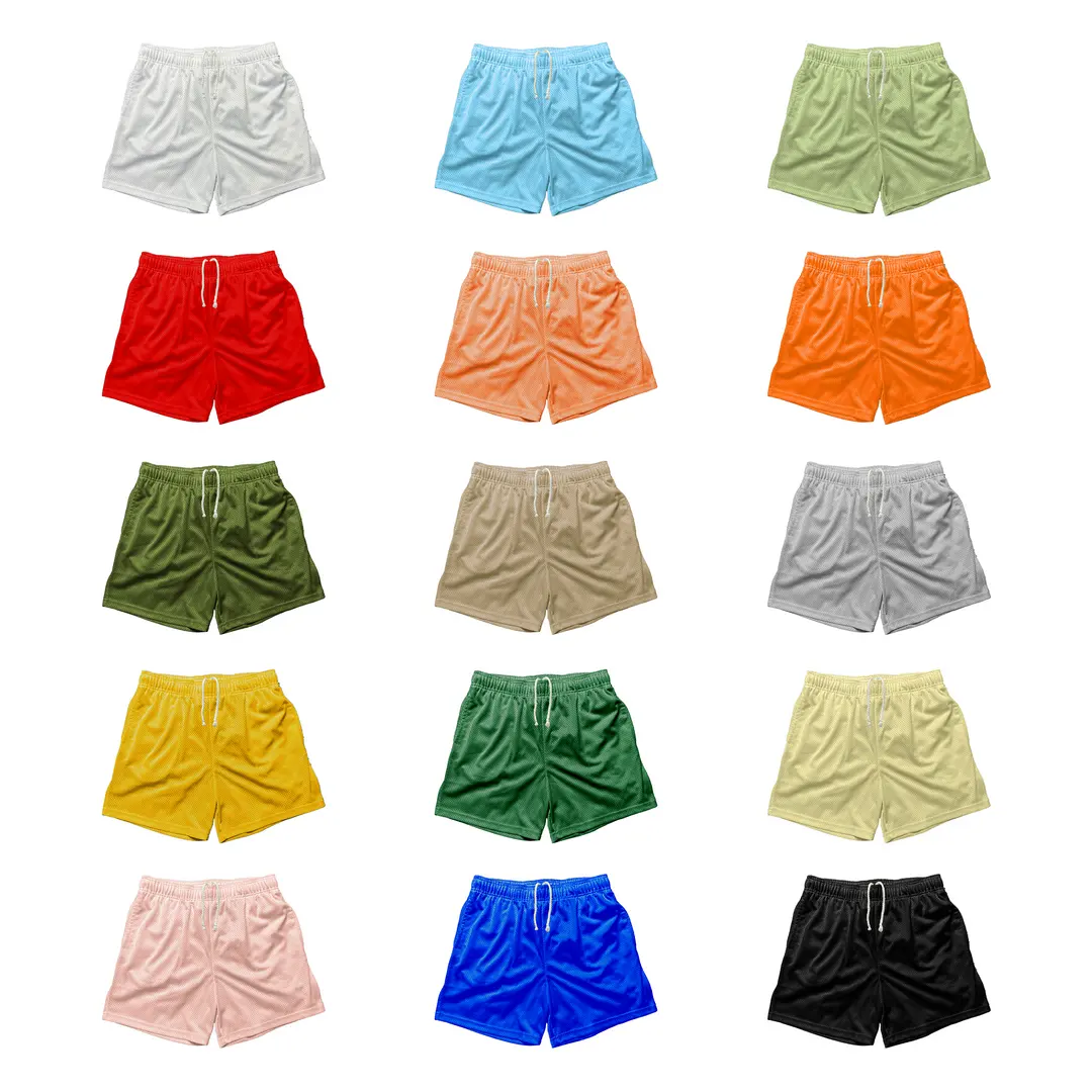 2023 High Quality Sublimation Plain Polyester Gym Blank Basketball Shorts Custom Double Layer Men'S Mesh Shorts