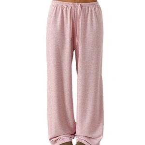 Pantalon large noir à taille élastique, couleur unie, léger, pour femmes, personnalisable OEM, pour un usage quotidien décontracté - Product Image 3