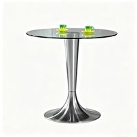 Table de bar à cocktails en acier inoxydable brossé en verre trempé LQ- GT31