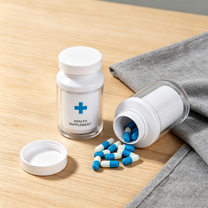 Bouteilles en plastique à double paroi de 100 ml en PS pour produits de santé, contenants pour capsules et pilules avec bouchon en PP, personnalisation possible - Product Image 3