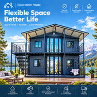 Maison de conteneurs extensible de luxe à deux étages, 4 chambres, 2 salles de bain, villa modulaire préfabriquée, maison familiale portable