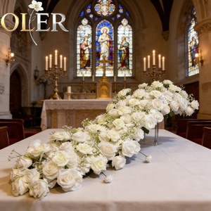 Composizioni Floreali in Seta OLER con Gigli Bianchi e Rose, Centrotavola e Decorazioni per Corridoi - Product Image 1