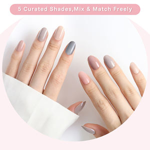 AIERFEI - Juego <span class=keywords><strong>de</strong></span> 120 <span class=keywords><strong>Uñas</strong></span> Postizas Ovaladas Acrílicas Cortas, 5 Colores Morandi, Puntas <span class=keywords><strong>de</strong></span> <span class=keywords><strong>Uñas</strong></span> Artificiales - Product Image 2