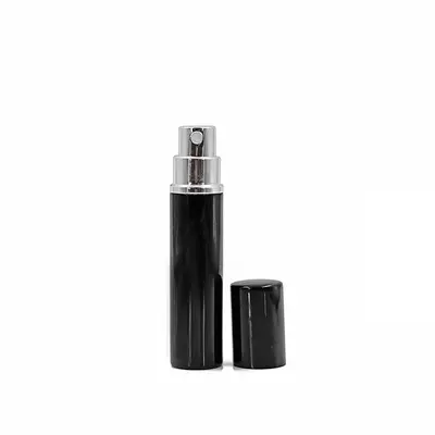 Tersedia 7Ml Botol Parfum Aluminium Hitam Berkilau Botol Semprot Penyegar Udara Botol Logam untuk Parfum