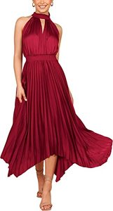Popular Chiffon Pleated Skirt High Collar Sleeveless Clothing Loose Long <strong>Floaty</strong> Women Casual <strong>Dress</strong> <strong>Summer</strong> Sexy Chic Casual <strong>Dress</strong> - Product Image 6
