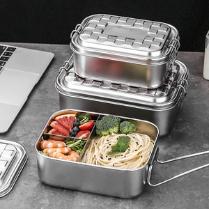 Fiambrera térmica de acero inoxidable 304 para niños, caja Bento, contenedor de comida, plato de 3 compartimentos para fiambrera - Product Image 4