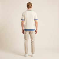 Polo en maille pour homme OEM, col polo, manches courtes, mélange viscose et nylon, bordure contrastée