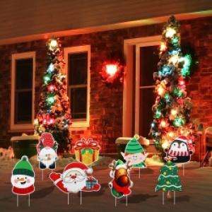 Juego de 8 piezas de decoraciones navideñas para exteriores, Papá Noel inflable y muñeco de nieve, adornos navideños para jardín, decoraciones navideñas para patio - Product Image 4