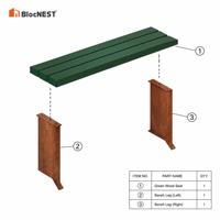 Ensemble banc et table de jardin élégant en métal gris foncé avec revêtement en poudre - Durable et résistant à l'eau