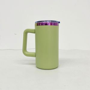 USA Warehouse Stainless Steel Rainbow Plated Underneath Powder Coated 20oz Coffee Tumbler Mug <b>Cups</b> with Removable Plastic Handle - Product Image 5