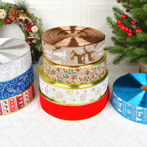 Ruban imprimé personnalisé avec logo 2025 Joyeux Noël et Bonne Année, ruban gros-grain imprimé arbre de Noël 63 mm pour fournitures de fête - Product Image 2