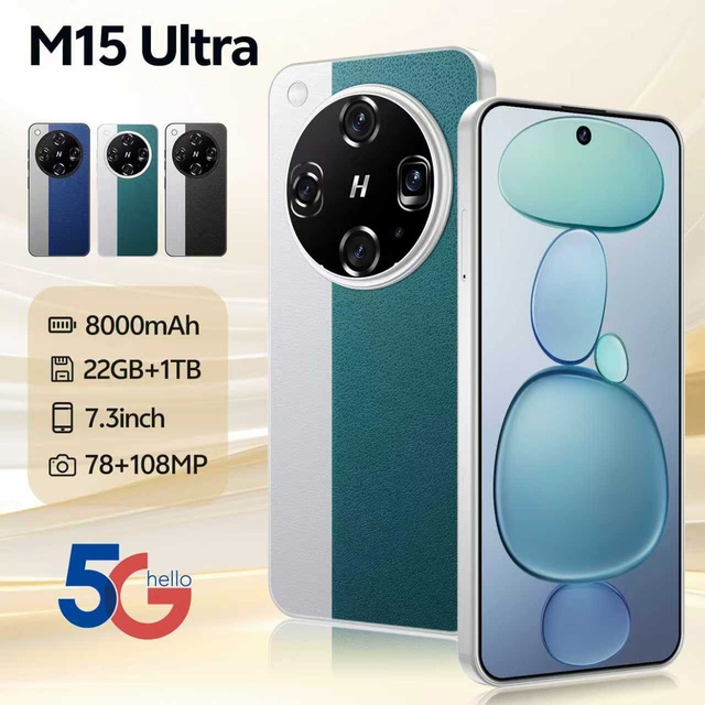 Real High Quality Factory Smartphone 5G M15 ultra 22Gb + 1TB Android 15 7.3-inch HD Screen Global 5G M15 ultra Mobile Phones