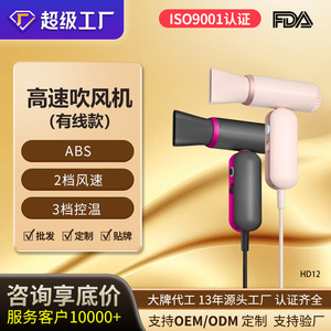 Hair Dryer Mini High Speed Ionic Compact Pink With Single Diffuser Nozzle Brushless Motor Plug In Electric HD12 - Product Image 2