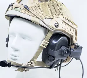 Ouvido tático Headset eletrônico com adaptador ARC Rail para capacetes série rápida com 2 pinos cabo PTT para fuzileiros navais
